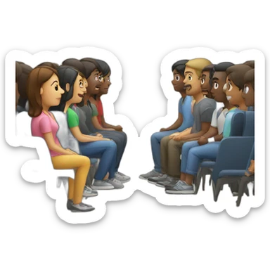 people sit on chair and look a presentation sticker