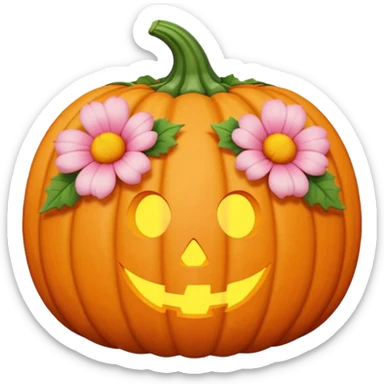 pastel pink orange halloween  flower pumpkin choker sticker