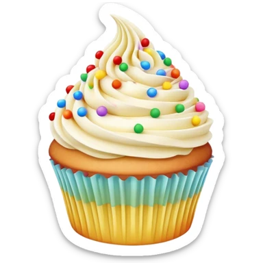 Vanilla buttercream cupcake with rainbow sprinkles  sticker