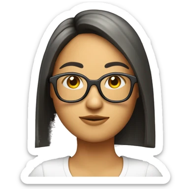 Chica moren con pelo largo, flequillo, gafas y cámara de fotos  sticker