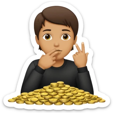 a bank de dinero y una persona haciendo gesto de silencio sticker