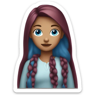 girl with long burgundy hair and blue eyes sticker