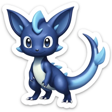 Shiny pastel Nebulae Salandit-Meowstic-Noibat-Fakémon-hybrid-creature (full body)  sticker