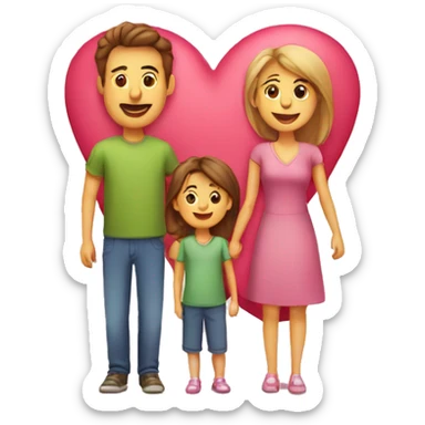 Heart and mom and dad and kids sticker
