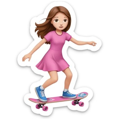Dinosaur on a skateboard pink dress for girls in  sticker