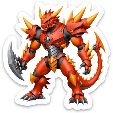 Digitigrade Cool Badass Wargreymon-Guilmon-Pokémon-Digimon-Fakémon-fusion-hybrid-creature sticker