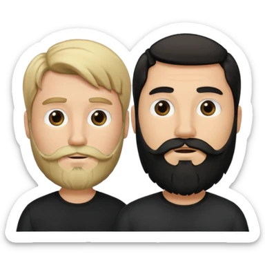 Man with a beard and long hair black gathered with another short-haired blond man sticker