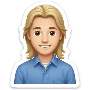 homme jeune cheveux long avec le sourire style européen sticker