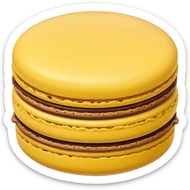 a single of yellow macaron with brown cream



















 sticker