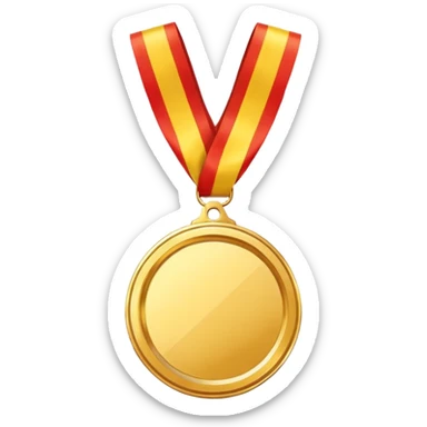 JUST THE CIRCLE  golden medal with a glossy finish, central empty space,  sticker