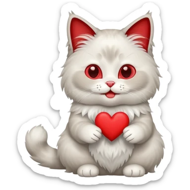 Full body ragdoll Cat holding a heart and mouth open sticker