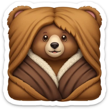 Bear cozy in blanket sticker