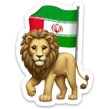 a lion with iran flag color sticker