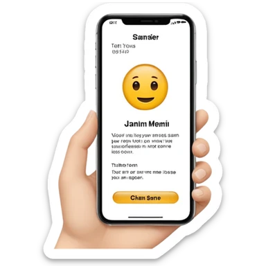 digital busniess card on a phone screen in english written sticker