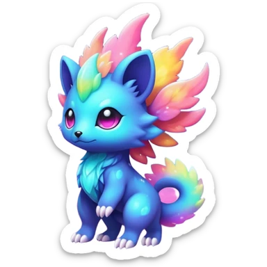Cute cool colorful nebula fantasy animal hybrid Fakemon full body sticker