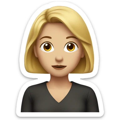 Small woman with brown-blonde hair with cigarette sticker