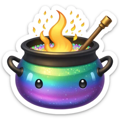 glitter cauldron sticker