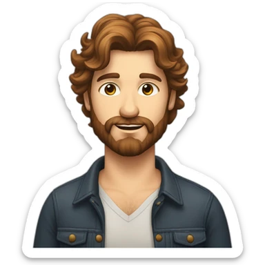 Homme caucasien cheveux gominés brume barbe cuivré sticker