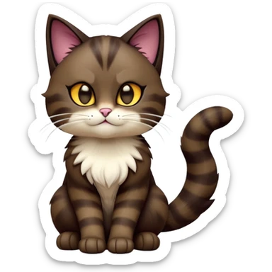 cinematic-[showshoe cat]-realistic-full-body-sitting-emoji,-tail-curled-playfully-around-its-paws,-head-tilted-dramatically,-fluffy-[dark brown mask]-fur,-simplified-yet-realistic-focused-features,-highly-detailed,-glowing-with-an-almost-sarcastic-glow sticker