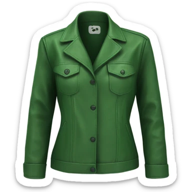 Green oversize womens open button up leather jacket  sticker