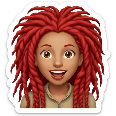 Afrolatina with long red deadlocs with curls being excited for joy sticker