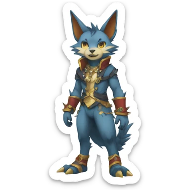 Anthro Sona Fakemon with a spiked collar Full Body sticker