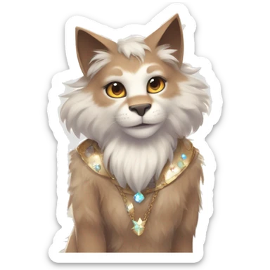 Furry, sparkle, iridescent, colorful, pastel, edgy, cool, fantasy beautiful, brown, beige, white, divine, godly, angelic, animal, anthro, full body, fursona, feline sticker