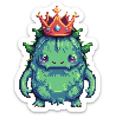 slime monster wearing a spiky crown sticker