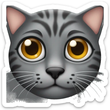 cara de gatito negro con ojos marrones y anteojos sticker