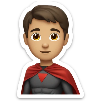 superhero, child, boy, short brown hair, brown eyes, Hispanic, cape sticker
