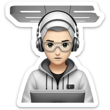 monochrome cyberpunk hacker terminal command center sticker