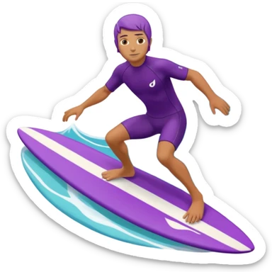 glitter surfer purple surf in wave ocean cian sticker