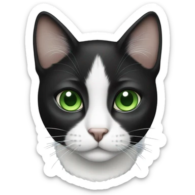 Black and white cat with green eyes  sticker