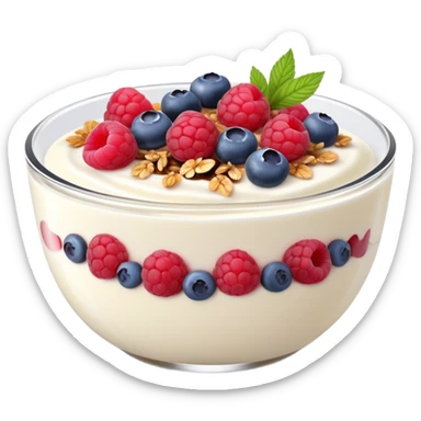 yogurt bowl with raspberries, blueberries and granola  sticker