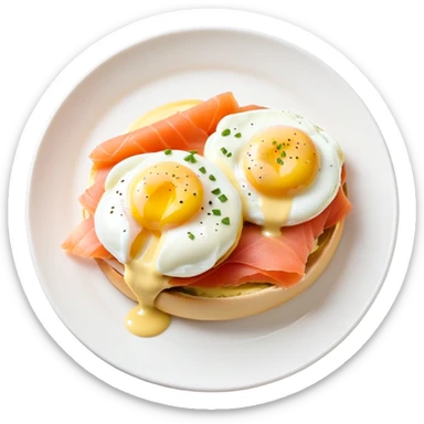 Eggs benedict with smoked salmon sticker