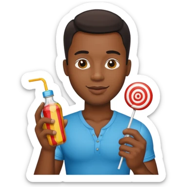 Sexy black man hold a bottle and a lollipop sticker