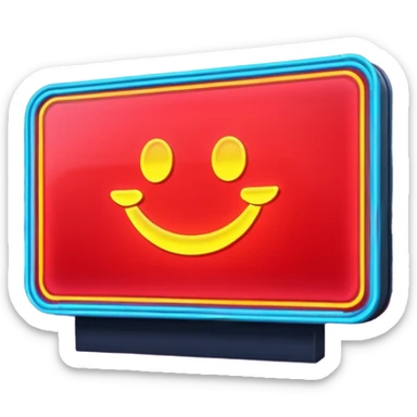 Neon Billboard + red product ad + glow reflection, Street Advertisements. sticker