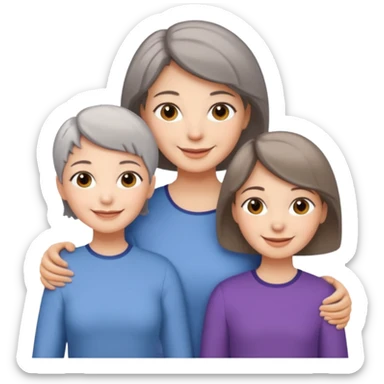 A mum with short Gray hair and her two adult daughters with Light brown hair sticker