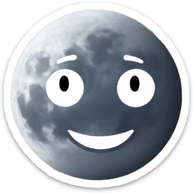 a white smiling moon sticker