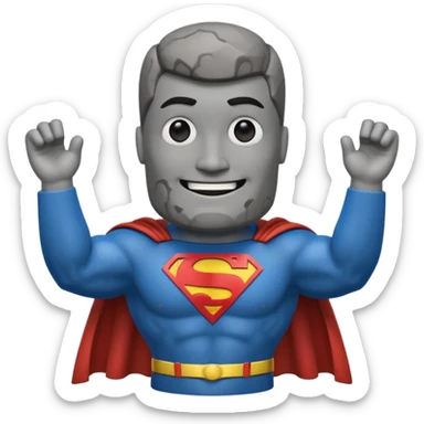 a moai emoji with a superman cape with the original facw sticker