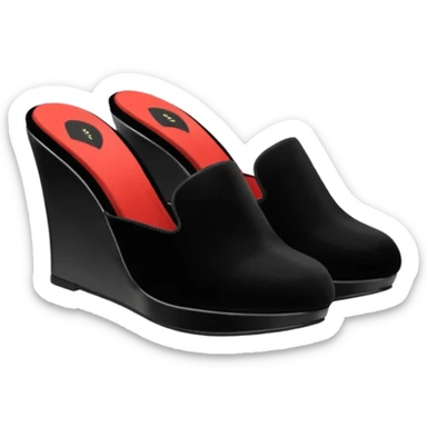 Black slippers with 3 inch wedge heels sticker