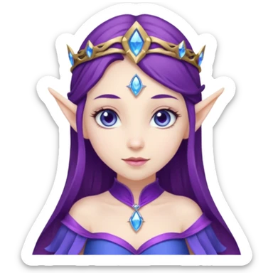 Hyper realistic purple elf mage fairy queen pale skin brunette hair and blue-eyes sticker