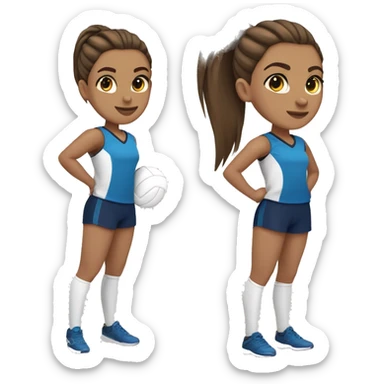 volleyball setter girl with slick back pony tail brown hair tanish skin  sticker