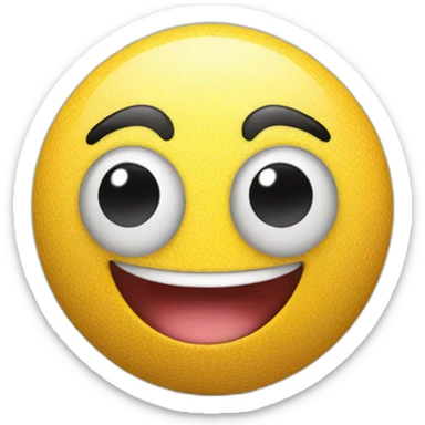 3d sphere with a cartoon smiling skin texture with big childish eyes sticker