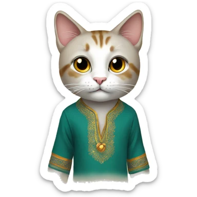 Cat wearing A KURTA PAIJMA  sticker