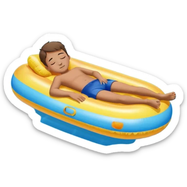 boy sleeping on a float in a swimming pool sticker