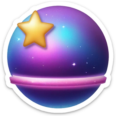 sparkly glittery blue purple and pink gradient planet with a cheesy saturn ring sticker