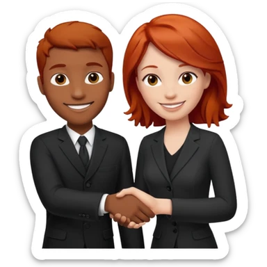 two black and redhead emoji’s handshaking  sticker