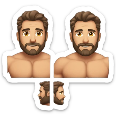 Hot bearded shirtless muscled dad, salt and pepperhair sticker