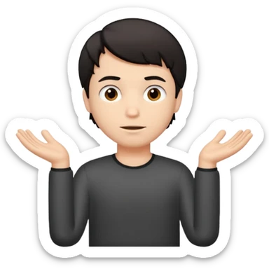 a guy shrugging his shoulders with a black little bit wavy short hair sticker